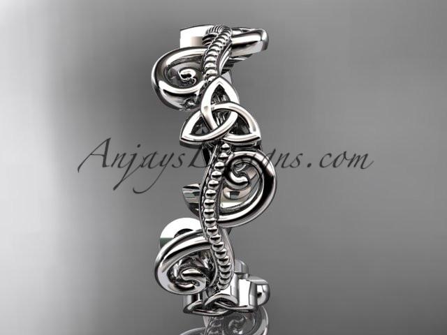 14kt white gold celtic trinity knot wedding band, engagement ring CT7138G - AnjaysDesigns