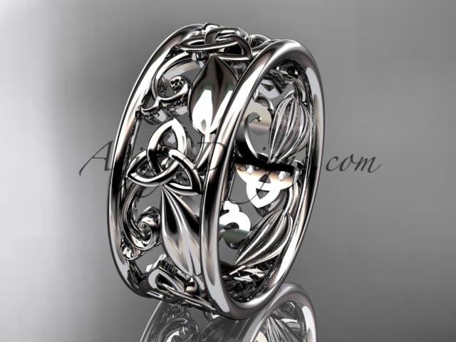 14kt white gold celtic trinity knot wedding band, engagement ring CT7150G - AnjaysDesigns