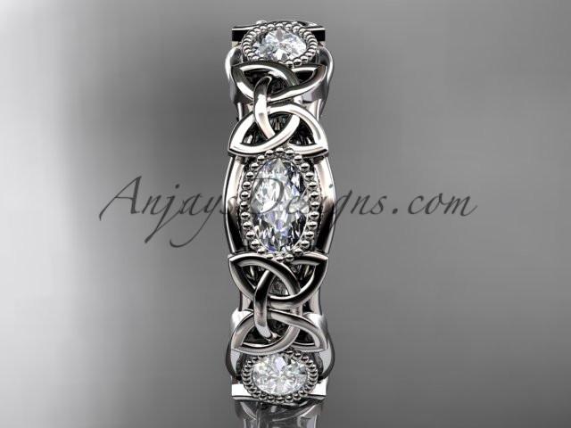 14kt white gold celtic trinity knot wedding band, engagement ring CT7152B - AnjaysDesigns