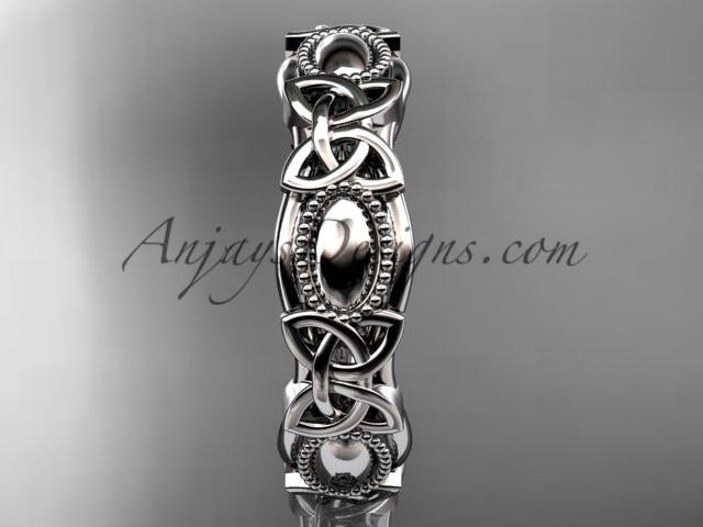 14kt white gold celtic trinity knot wedding band, engagement ring CT7152G - AnjaysDesigns