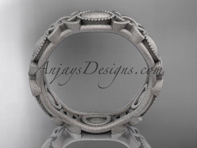 14kt white gold celtic trinity knot wedding band, matte finish wedding band, engagement ring CT7152G - AnjaysDesigns