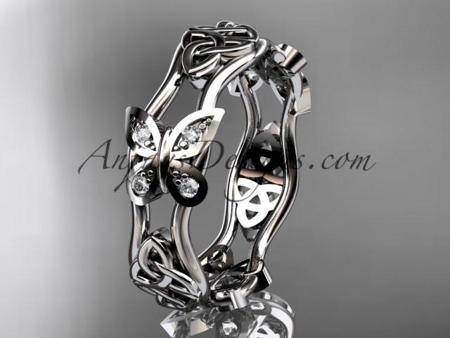platinum diamond celtic trinity knot wedding band, butterfly engagement ring CT7153BA - AnjaysDesigns