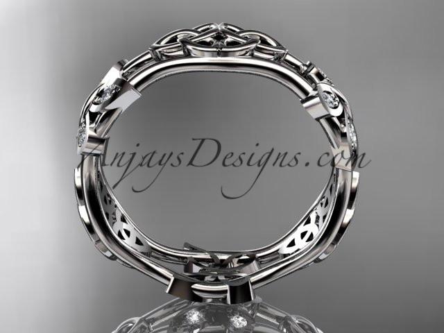 14kt white gold diamond celtic trinity knot wedding band, butterfly engagement ring CT7153BA - AnjaysDesigns