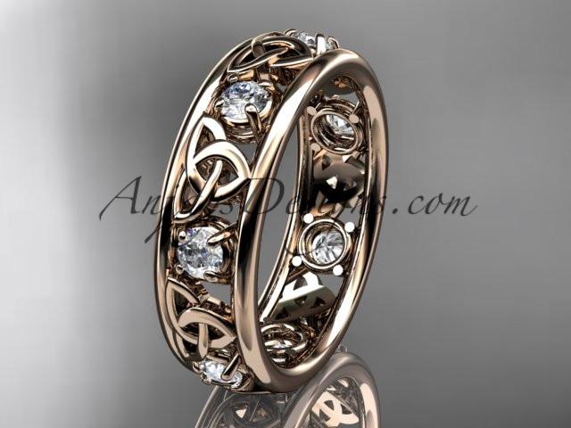14kt rose gold celtic trinity knot wedding band, engagement ring CT7160B - AnjaysDesigns