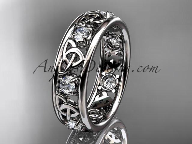 14kt white gold celtic trinity knot wedding band, engagement ring CT7160B - AnjaysDesigns