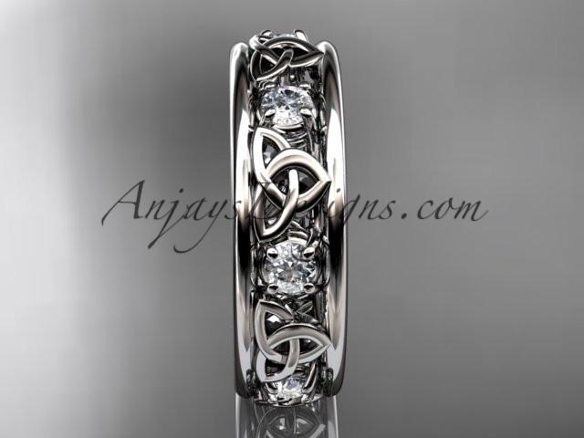 14kt white gold celtic trinity knot wedding band, engagement ring CT7160B - AnjaysDesigns