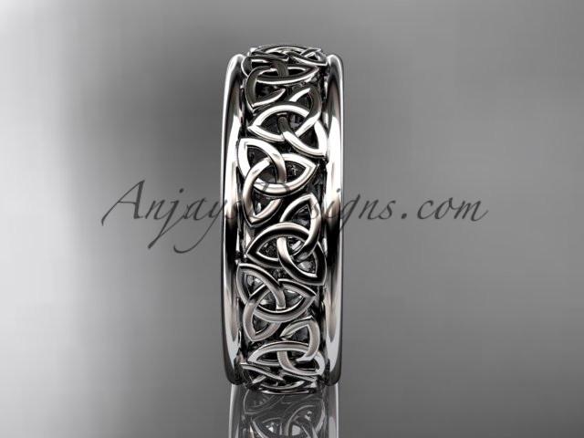 14kt white gold celtic trinity knot wedding band, engagement ring CT7163G - AnjaysDesigns