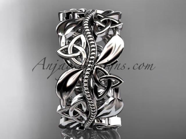 14kt white gold celtic trinity knot wedding band, engagement ring CT7188G - AnjaysDesigns