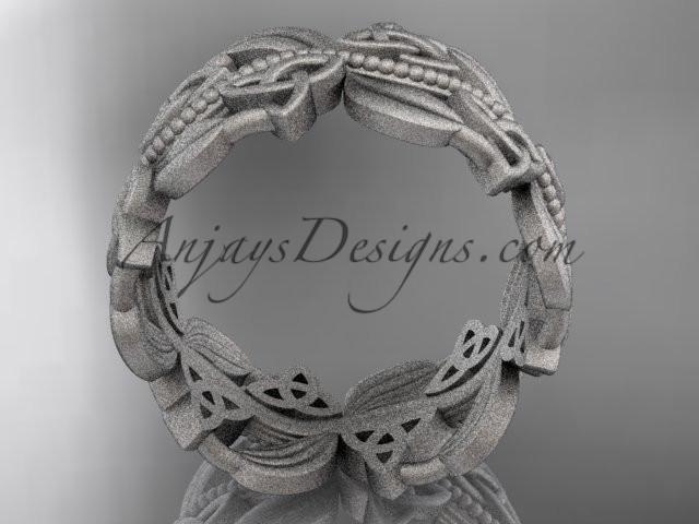 14kt white gold celtic trinity knot wedding band, matte finish wedding band, engagement ring CT7188G - AnjaysDesigns
