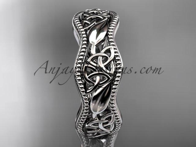14kt white gold celtic trinity knot wedding band, engagement ring CT7190G - AnjaysDesigns