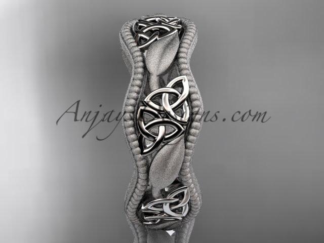14kt white gold celtic trinity knot wedding band, engagement ring CT7190GM - AnjaysDesigns