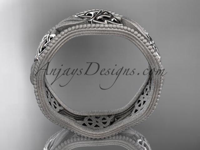 14kt white gold celtic trinity knot wedding band, engagement ring CT7190GM - AnjaysDesigns