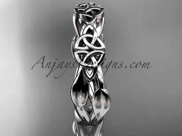 14kt white gold celtic trinity knot wedding band, engagement ring CT7204G - AnjaysDesigns