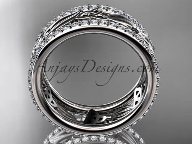 14kt white gold celtic trinity knot wedding band, diamond wedding band, engagement ring CT7233B - AnjaysDesigns