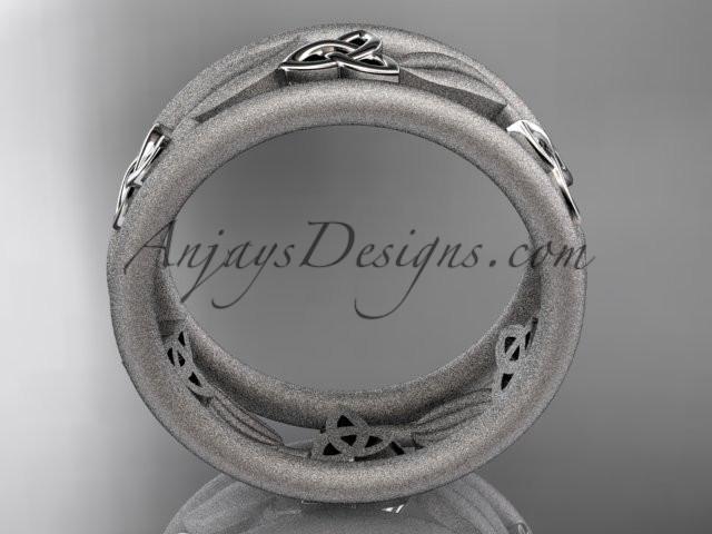 14kt white gold celtic trinity knot wedding band, engagement ring CT7233GM - AnjaysDesigns