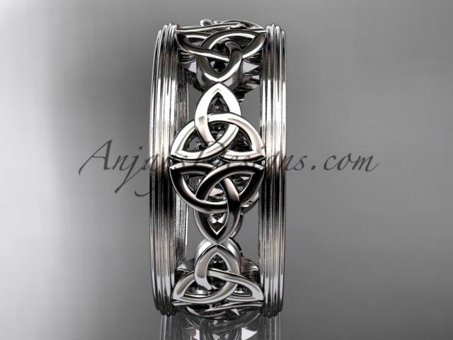14kt white gold celtic trinity knot wedding band, engagement ring CT7236G - AnjaysDesigns