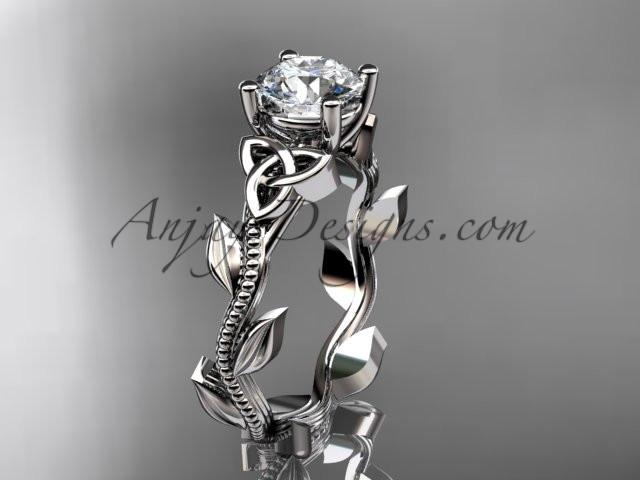 14kt white gold celtic trinity knot wedding ring, engagement ring CT7238 - AnjaysDesigns