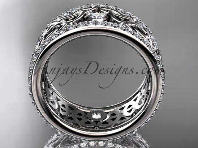 14kt white gold celtic trinity knot wedding band, diamond wedding band, engagement ring CT7239B - AnjaysDesigns