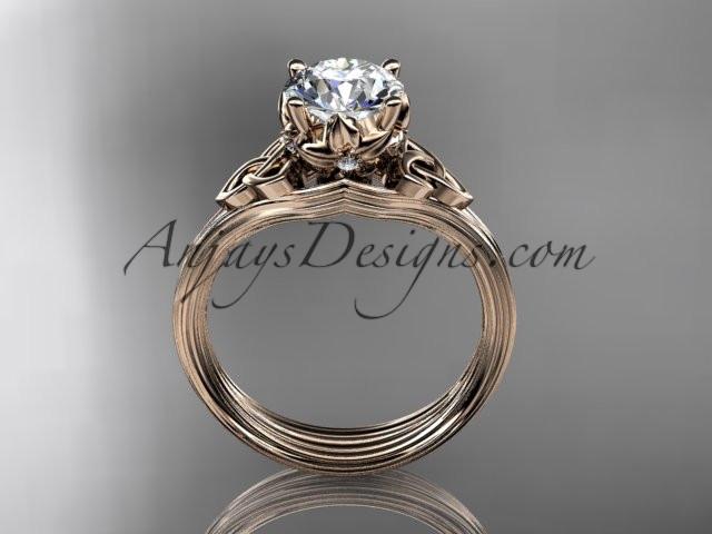 14kt rose gold diamond celtic trinity knot wedding ring, engagement ring CT7240 - AnjaysDesigns