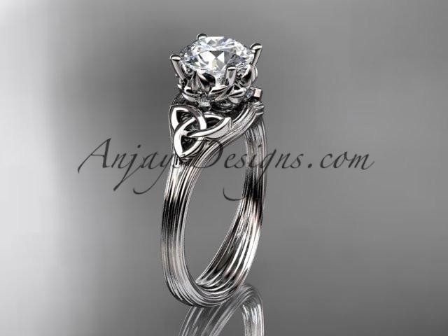 14kt white gold diamond celtic trinity knot wedding ring, engagement ring CT7240 - AnjaysDesigns