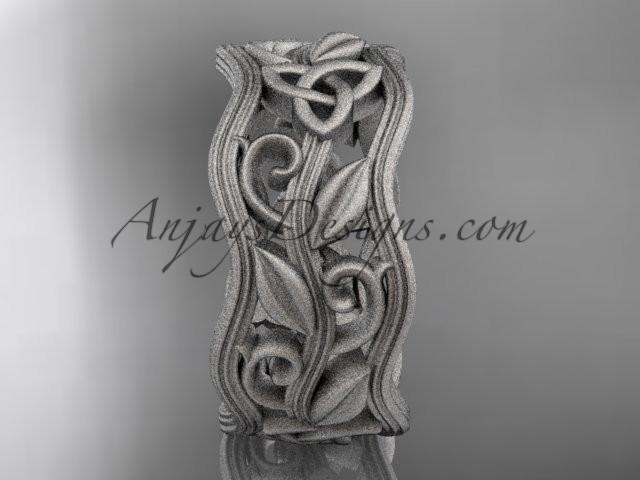 14kt white gold celtic trinity knot wedding band, matte finish wedding band, engagement ring CT7263G - AnjaysDesigns