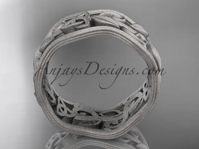 14kt white gold celtic trinity knot wedding band, matte finish wedding band, engagement ring CT7263G - AnjaysDesigns