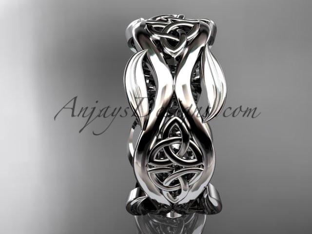 14kt white gold celtic trinity knot wedding band, engagement ring CT7264G - AnjaysDesigns
