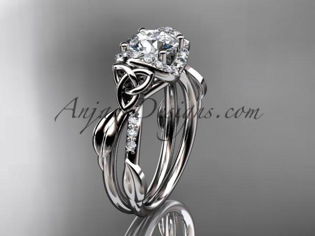 14kt white gold diamond celtic trinity knot wedding ring, engagement ring CT7274 - AnjaysDesigns