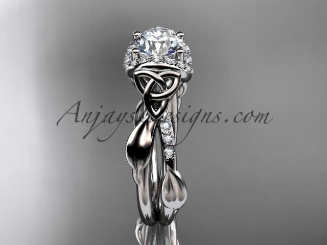 14kt white gold diamond celtic trinity knot wedding ring, engagement ring CT7274 - AnjaysDesigns