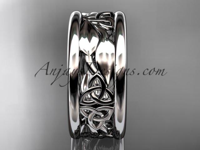 14kt white gold celtic trinity knot wedding band, engagement ring CT7293GA - AnjaysDesigns