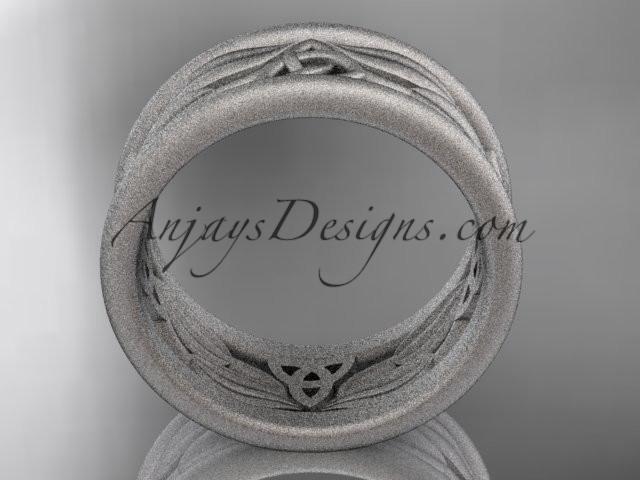 14kt white gold celtic trinity knot matte finish wedding band, engagement ring CT7293GA - AnjaysDesigns