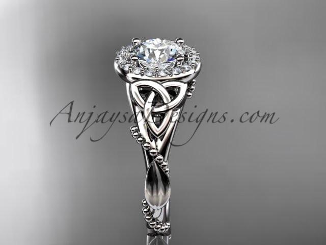 14kt white gold diamond celtic trinity knot wedding ring, engagement ring CT7328 - AnjaysDesigns