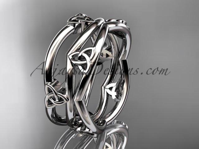 14kt white gold celtic trinity knot wedding band, engagement ring CT7350G - AnjaysDesigns