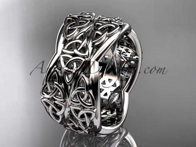 14kt white gold celtic trinity knot wedding band, engagement ring CT7352G - AnjaysDesigns