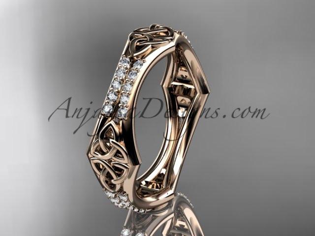 14kt rose gold diamond celtic trinity knot wedding band, triquetra ring, engagement ring CT7353B - AnjaysDesigns