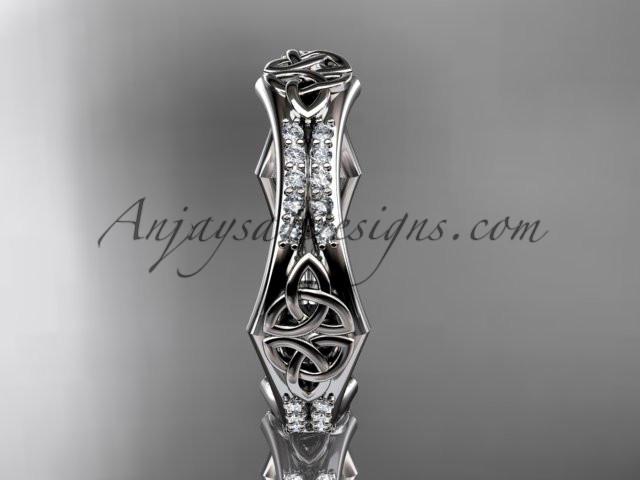 14kt white gold diamond celtic trinity knot wedding band, triquetra ring, engagement ring CT7353B - AnjaysDesigns