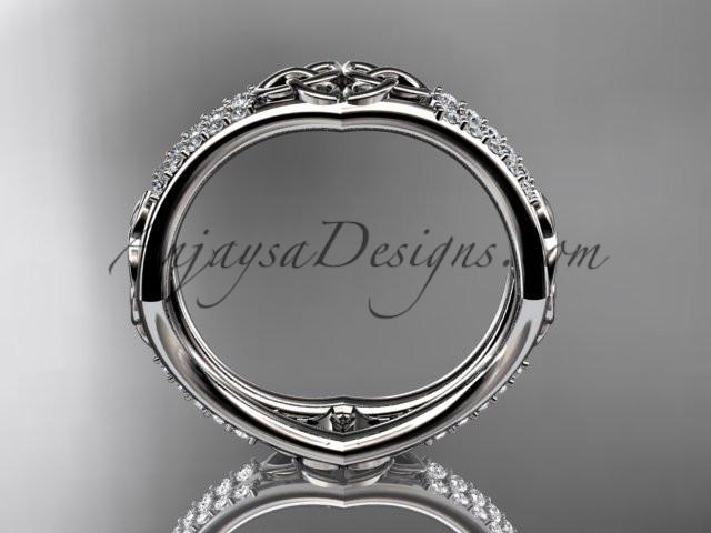 14kt white gold diamond celtic trinity knot wedding band, triquetra ring, engagement ring CT7353B - AnjaysDesigns