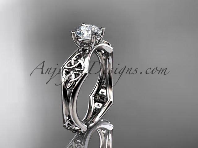 14kt white gold celtic trinity ring, triquetra ring, engagement ring, CT7356 - AnjaysDesigns