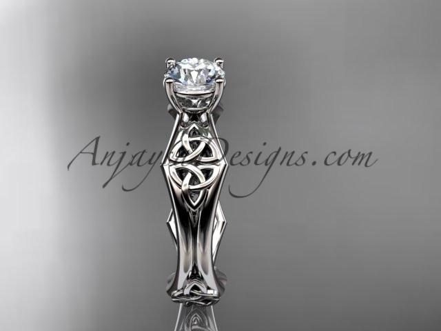 14kt white gold celtic trinity ring, triquetra ring, engagement ring, CT7356 - AnjaysDesigns