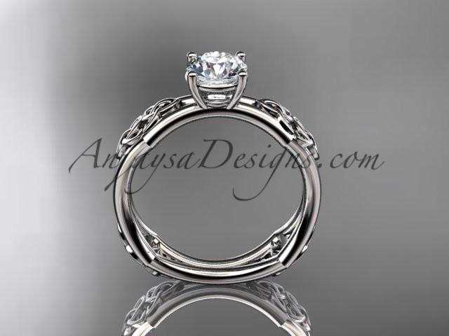 14kt white gold celtic trinity ring, triquetra ring, engagement ring, CT7356 - AnjaysDesigns