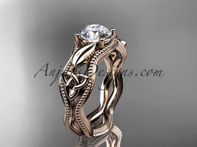14kt rose gold diamond celtic trinity knot wedding ring, engagement ring CT7382 - AnjaysDesigns