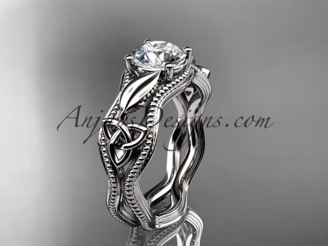 14kt white gold diamond celtic trinity knot wedding ring, engagement ring CT7382 - AnjaysDesigns