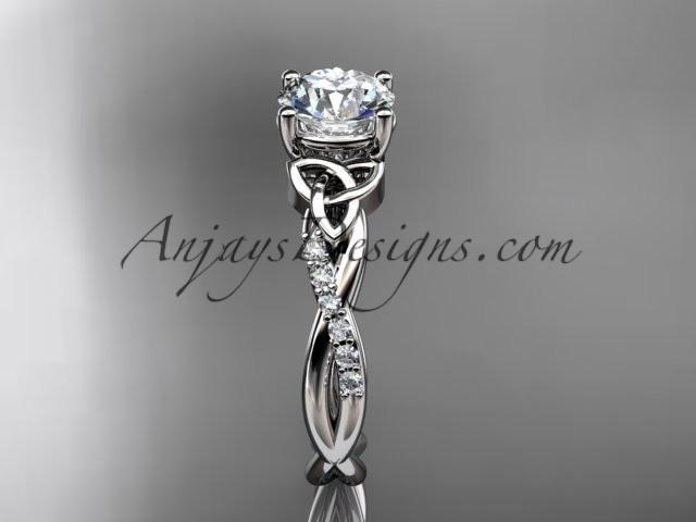 14kt white gold diamond celtic trinity knot wedding ring, engagement ring CT7388 - AnjaysDesigns