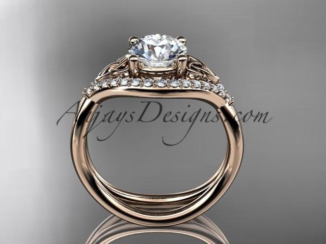 14kt rose gold diamond celtic trinity knot wedding ring, engagement ring CT7390 - AnjaysDesigns