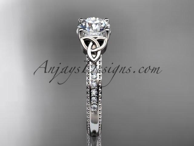14kt white gold diamond celtic trinity knot wedding ring, engagement ring CT7391 - AnjaysDesigns