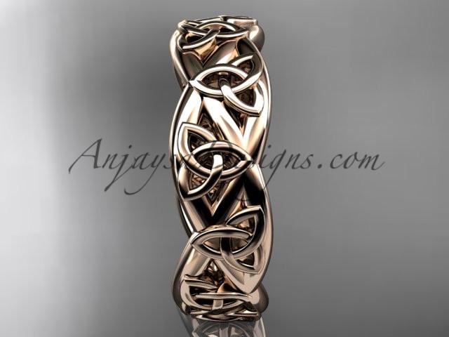14kt rose gold celtic trinity knot wedding band, triquetra ring, engagement ring CT7392G - AnjaysDesigns
