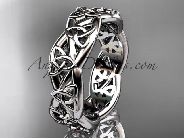 14kt white gold celtic trinity knot wedding band, triquetra ring, engagement ring CT7392G - AnjaysDesigns