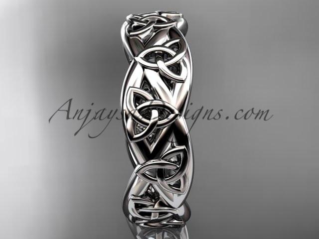 14kt white gold celtic trinity knot wedding band, triquetra ring, engagement ring CT7392G - AnjaysDesigns