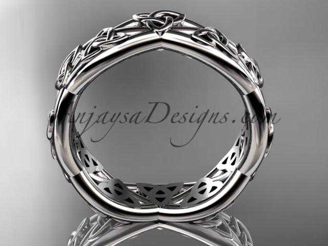 14kt white gold celtic trinity knot wedding band, triquetra ring, engagement ring CT7392G - AnjaysDesigns