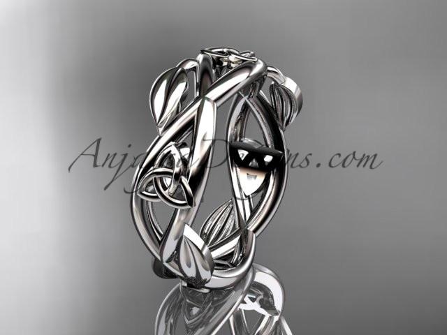 14kt white gold celtic trinity knot wedding band, triquetra ring, engagement ring CT7403G - AnjaysDesigns